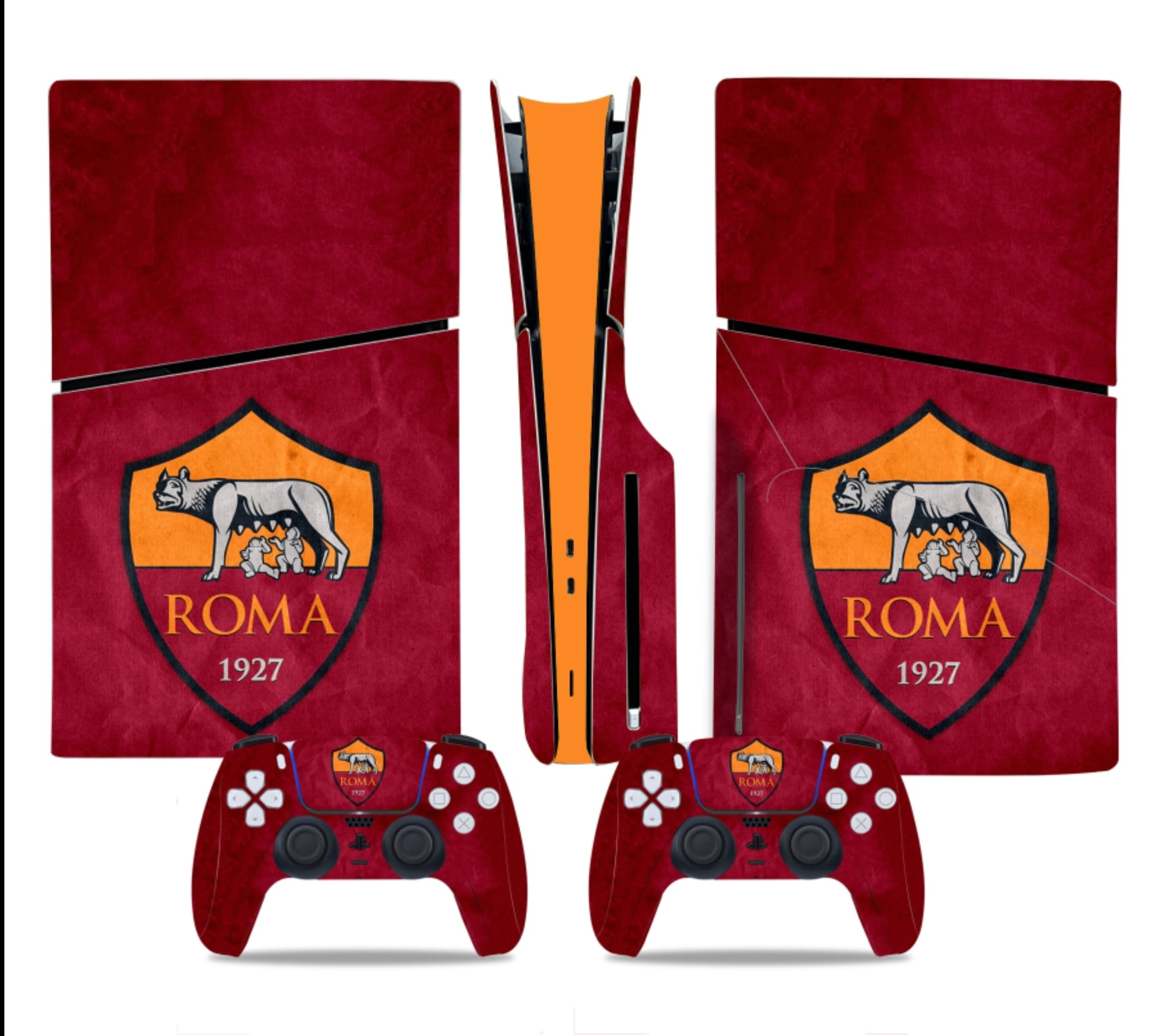 MaD Vision® Extra-Durable Skin Kit per PlayStation 5 (PS5) Disc Slim e Digital Slim | Set di Pellicole Adesive in Vinile Opaco per la Console e 2 Controller - per Roma Design