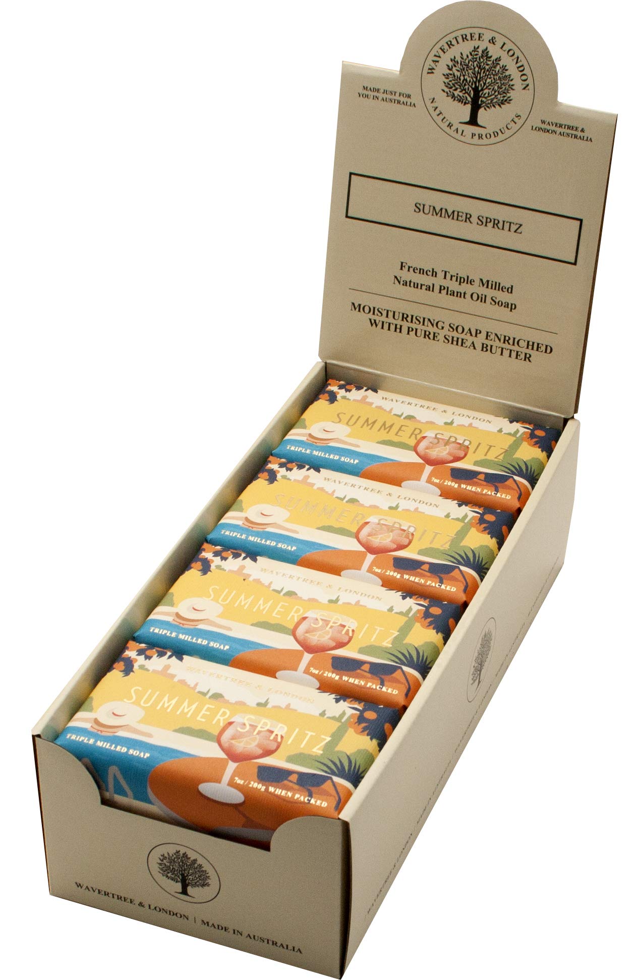 Summer Spritz Scented Natural Soap (8 Bars), 7oz Moisturizing French Triple Milled Soap Bars enriched with shea butter - Pure Plant Oil Bath & Body Bars for All Skin Types