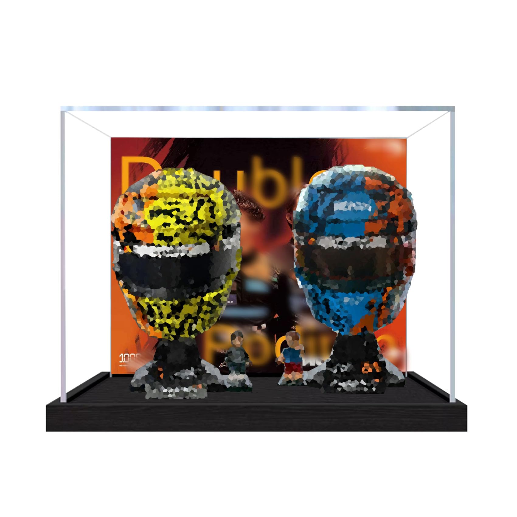 Dustproof acrylic Display Case for Le-go 43017+43023 Helmets Model-display box only (StyleA Background 3mm)