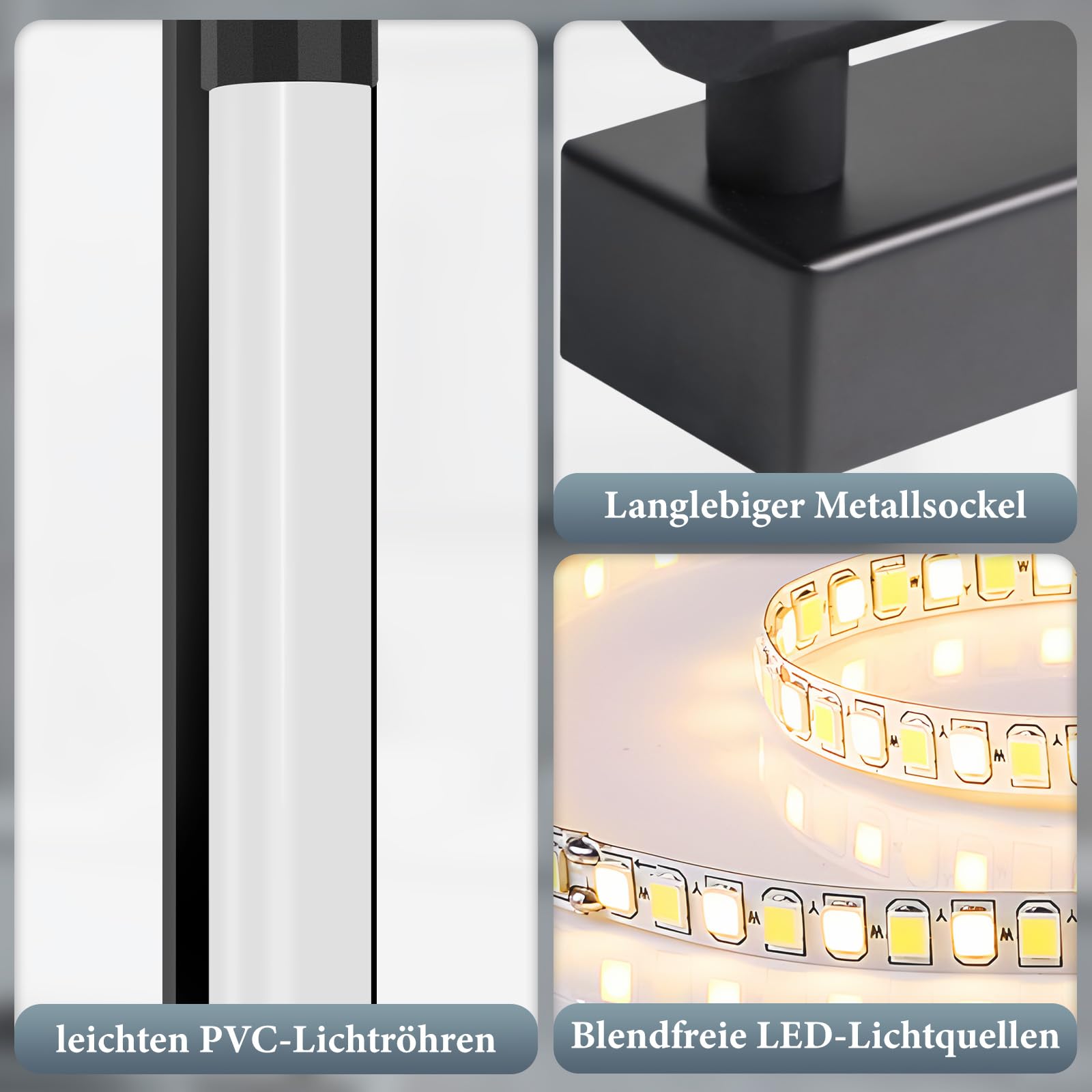 Homefire Lampada a LED per specchio da bagno 50cm 10W Lampada per | specchio da bagno Nero 3000K Impermeabile IP44 Lampe da parete moderna Applique per corridoio Soggiorno Armadio