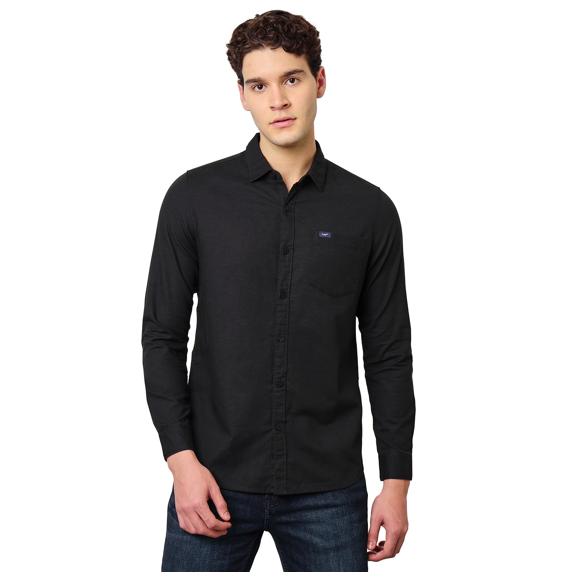 Lee Men's Solid Black Shirt (Slim)