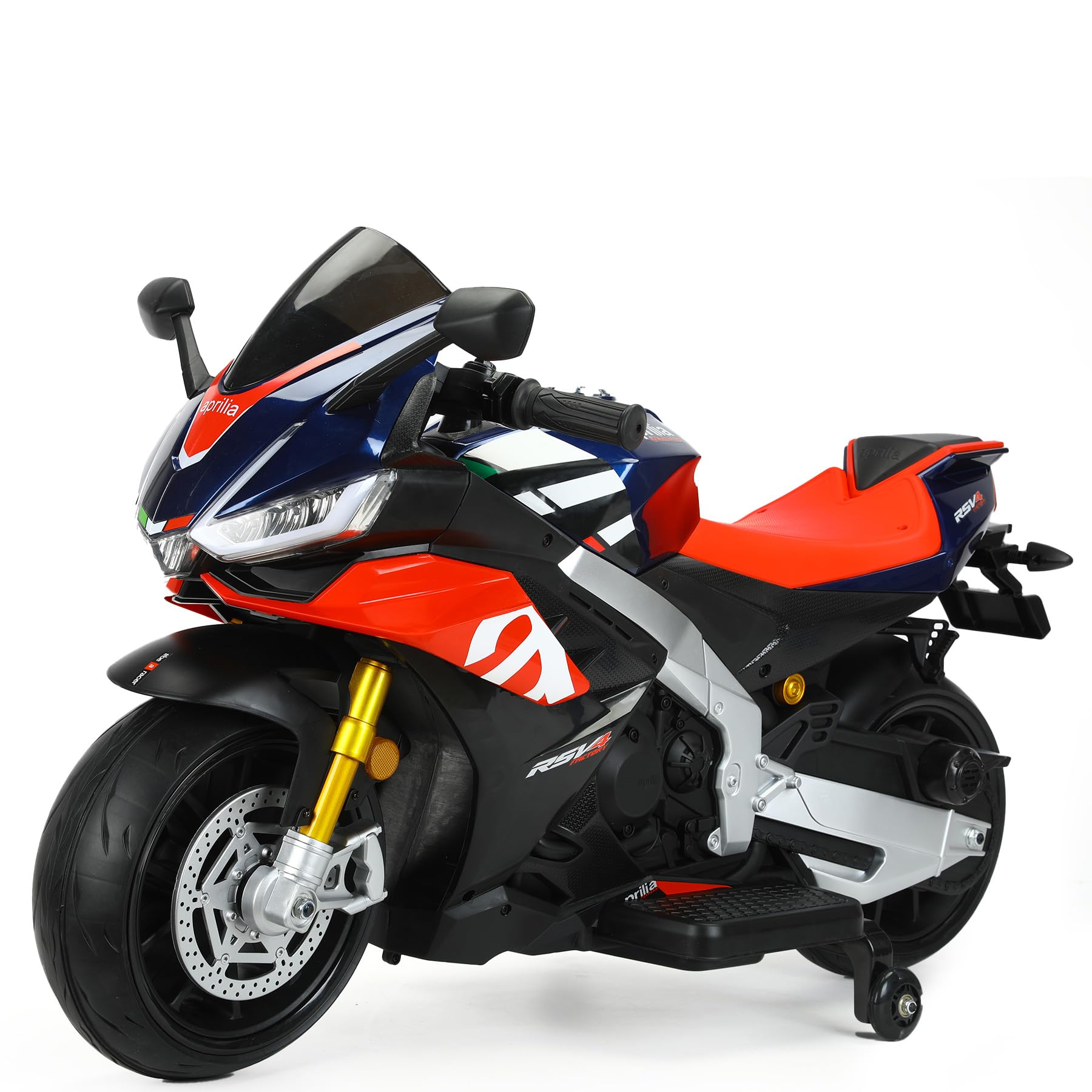 Kinder Motorrad Elektrisch 12V ab 3 Jahren, LED Licht, Stützräder, Blau