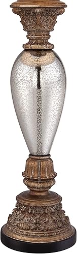 Miniatura 3 de Barnes and Ivy Alsace - Lámpara de mesa tradicional de 32.5 pulgadas de alto, cristal de mercurio plateado, base de bronce dorado, decoración de