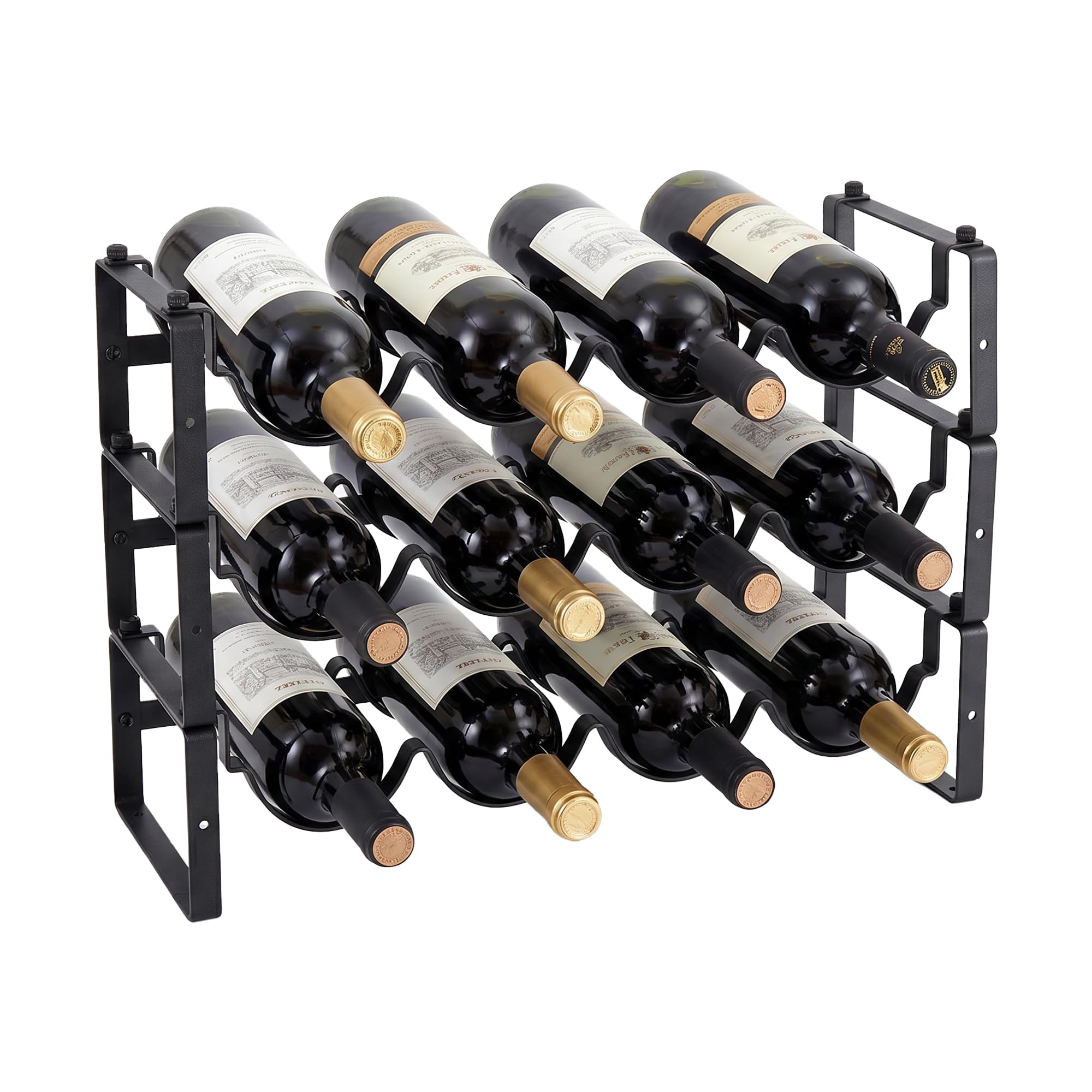 Djioyer 3-Tier Stackable Wine Racks Hold 8-16 Bottles Wines,