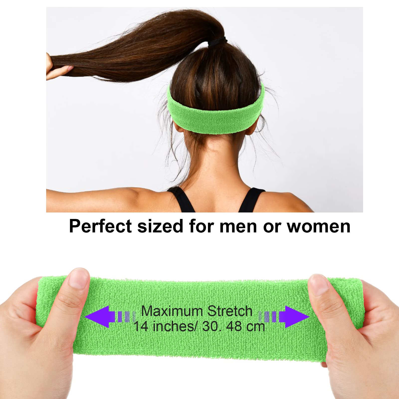 Canlierr 48 Pcs Football Sweatbands Bulk for Men Women Striped Sweatband Set, Include 16 Headband and 32 Wristbands Sports Neon Accessories for 80's Costume Party Athletic Gym