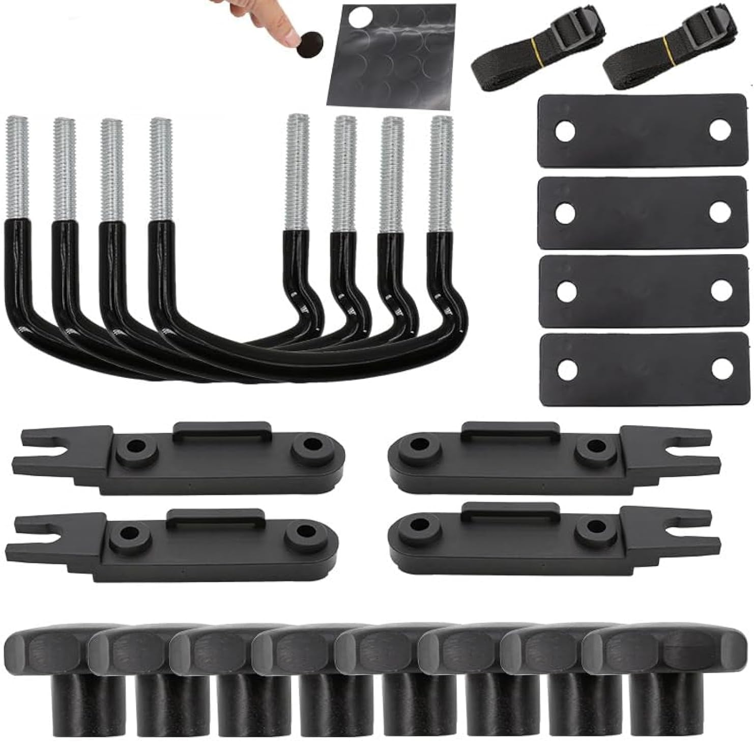 Azonee Universal Roof Box Bracket Installation Accessory Kit, 4 Pcs Mounting U Bracket, U-Bolts Clamps, With 8 Heavy Duty Locking Nuts And 2 Bandages