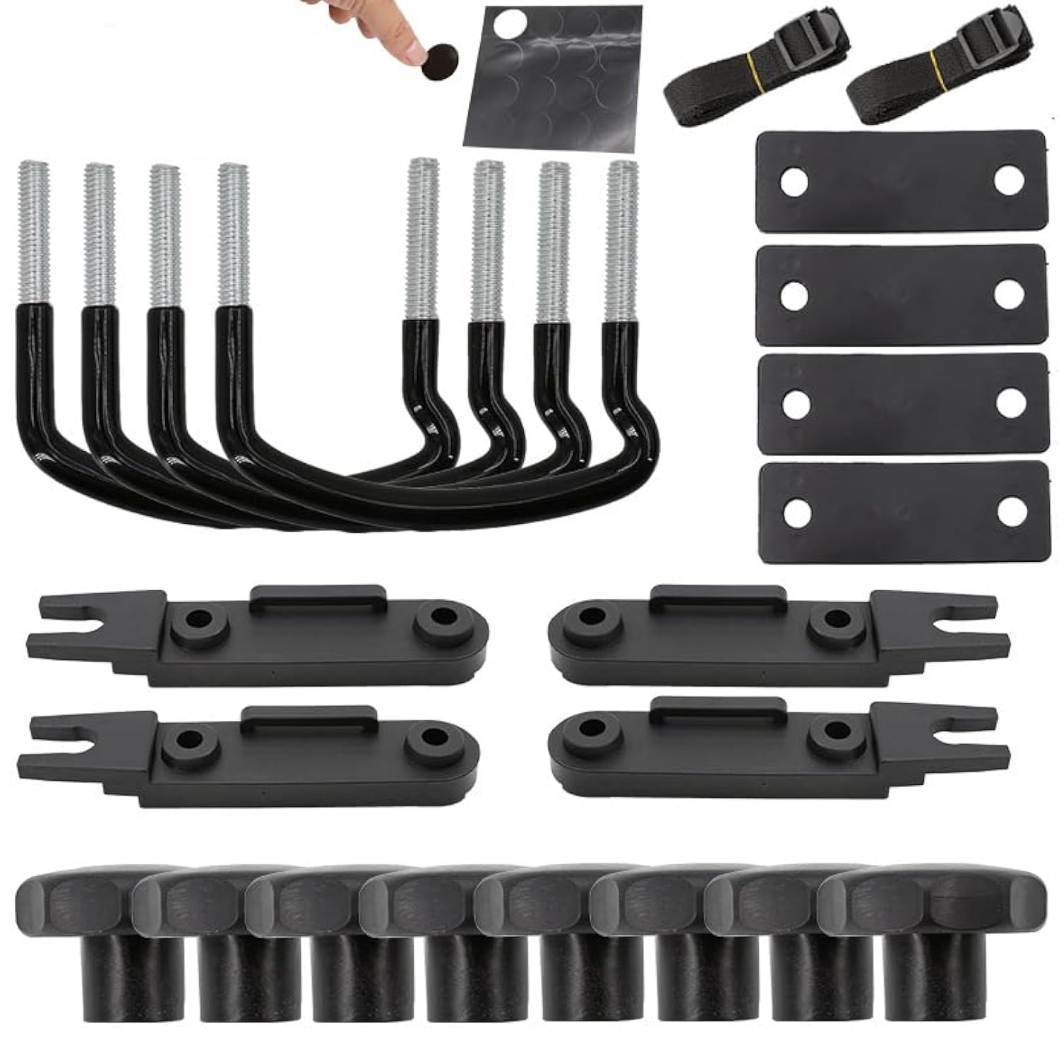 Azonee Universal Roof Box Bracket Installation Accessory Kit, 4 PCS Roof Box Mounting U Bracket, Universal Roof Box U-Bolts Clamps, with 8 Heavy Duty Locking Nuts and 2 Bandages