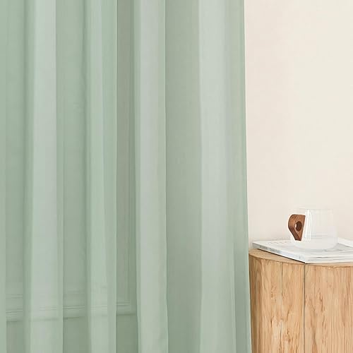 Miniatura 4 de NICETOWN Cortinas traslúcidas extralargas para sala de estar, con bolsillo para barra, gasa suave, elegantes, para ventanas, aireadas y