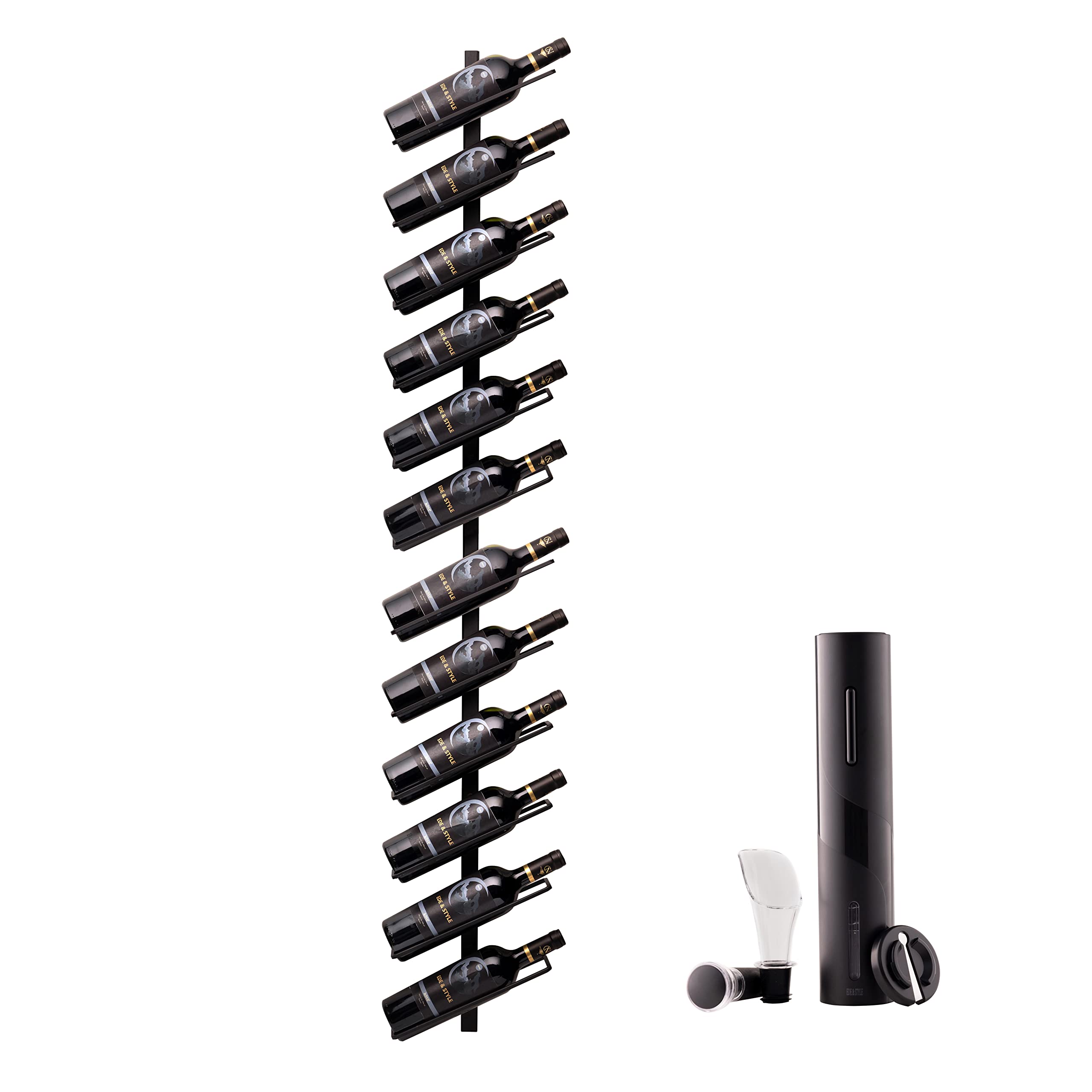 EDE & Style Metal Wall Mounted Wine Rack for 12 Bottles Vertical Wine