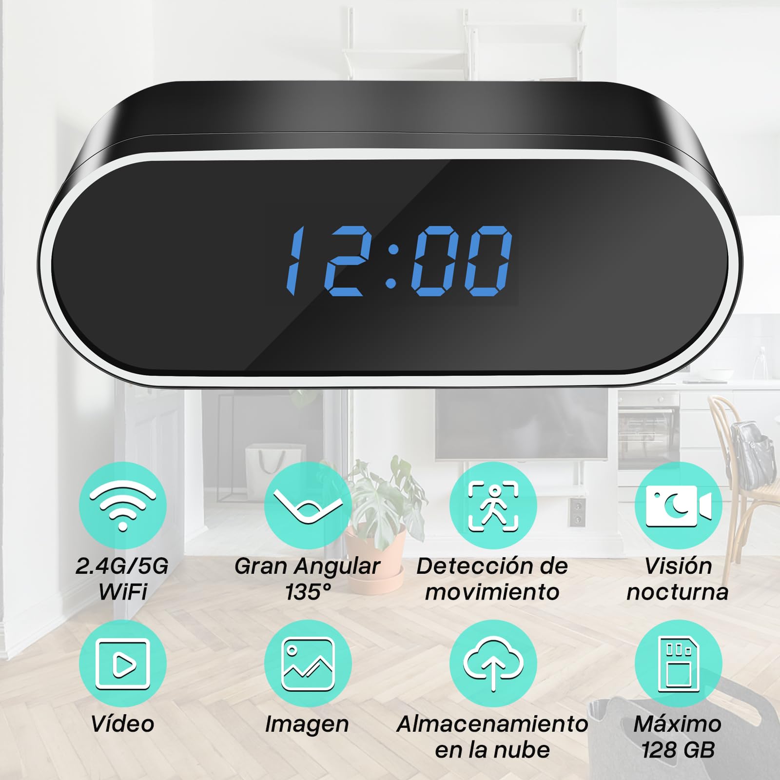 Cámara Espía Mini 2.4G/5G, Cámara Espia Oculta Camuflada HD 1080P, Micro Camara Vigilancia WiFi Interior con Visión Nocturna, Movimiento Detección, 135° Gran Angular, Spy cam Ideal para Casa/Oficina