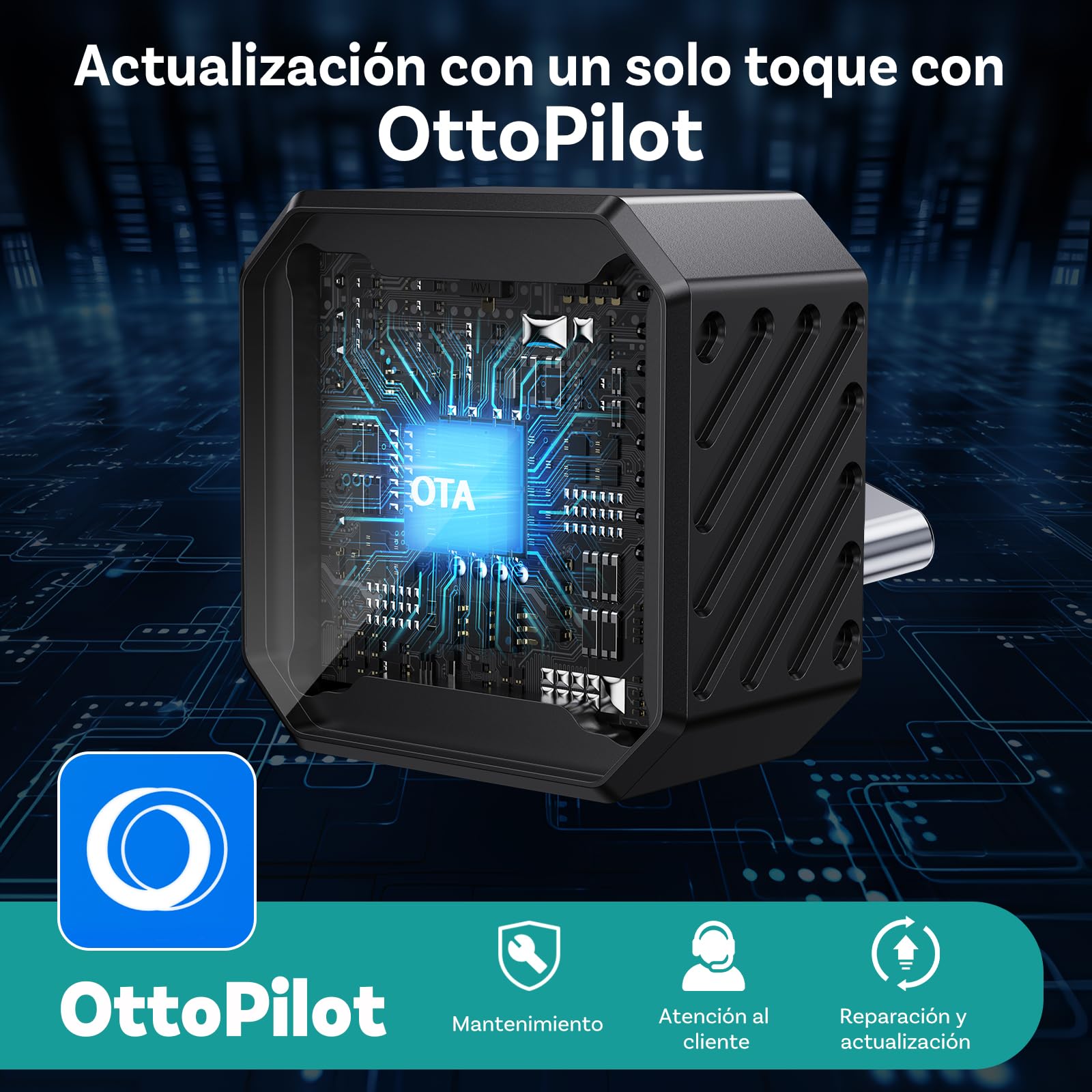 OTTOCAST Mini Pot Tipo C 2026, Adaptador Inalámbrico USB C para CarPlay y Android Auto, Compatible con iOS 10+/Android 11+ y Vehículos a Partir de 2016, Plug & Play, Actualizaciones OTA, Negro