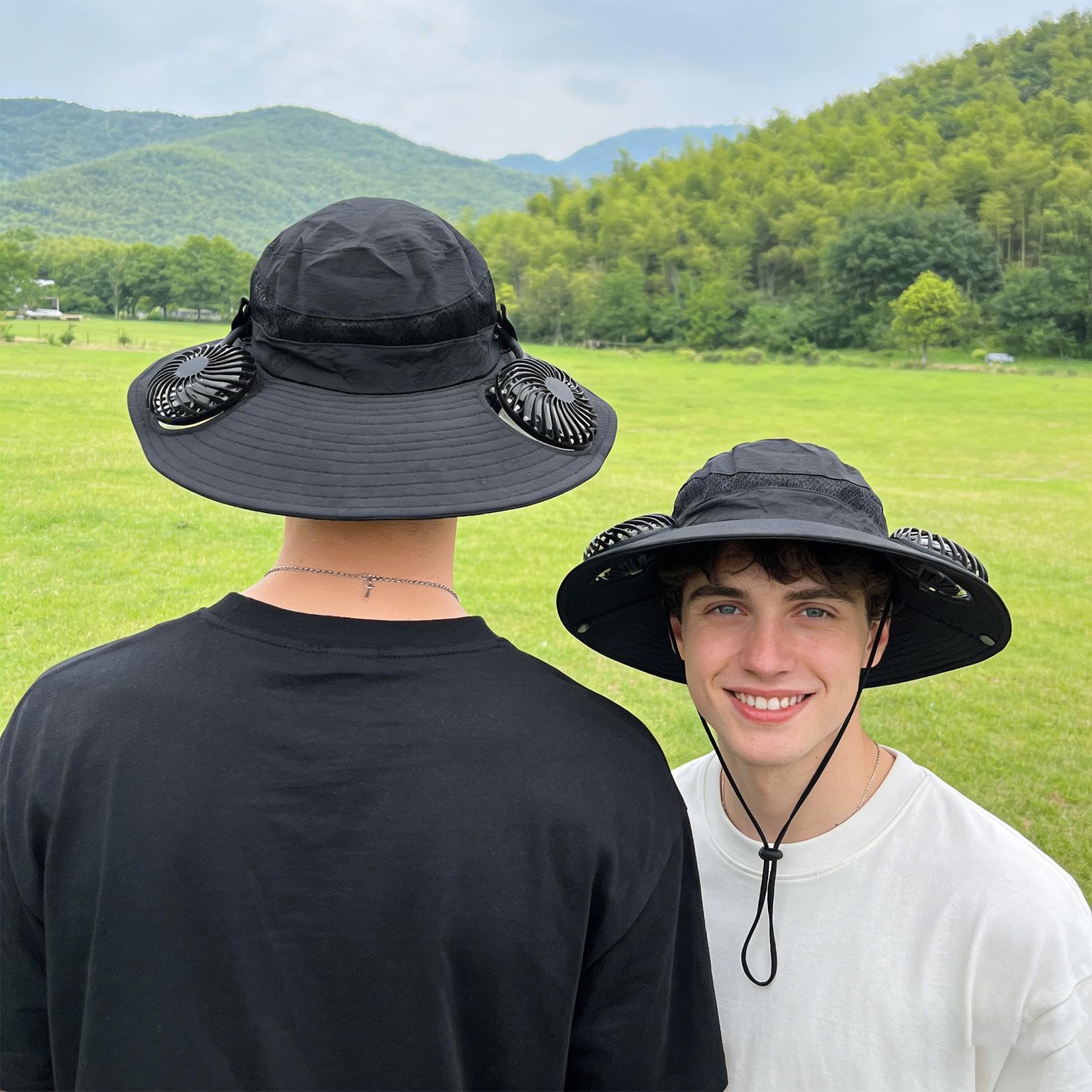 Cappello estivo a tesa larga, con visiera ricaricabile tramite USB, per esterni, elegante, funzionale, da pesca, da uomo, papà, pescatore, escursionismo, spiaggia, giardinaggio, multiuso, per interni