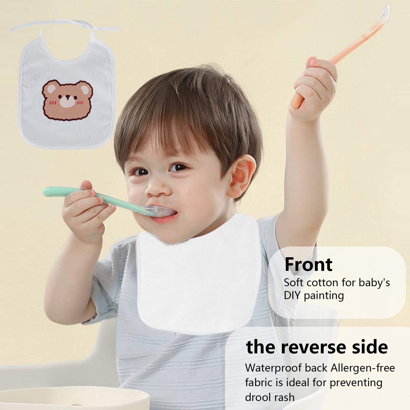 Baberos Blancos para Pintar, Paquete de 24, Baberos Impermeables de Algodón para Niños y Niñas, Babero de Saliva para Alimentación y Dentición, Regalos para Baby Shower