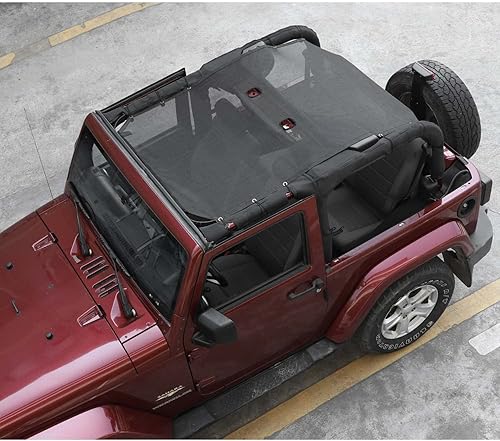Miniatura 7 de Parasol de malla para protección UV, accesorios exteriores para Jeep Wrangler JK 2 puertas 2007-2017, estilo extendido