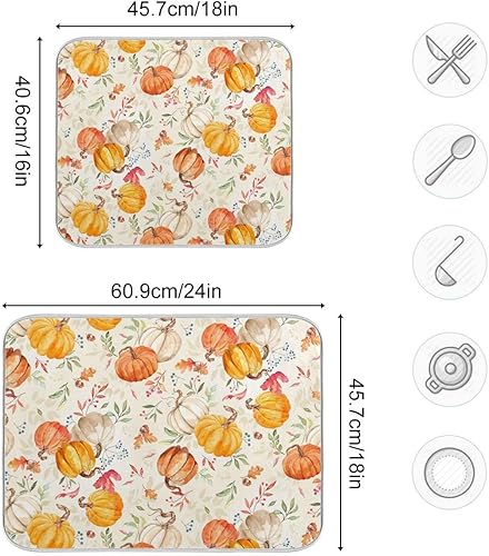 Vista 325 de Daisy On Old - Tapete de secado de platos de madera para encimera de cocina, tapete de secado de madera turquesa de 18 x 24 pulgadas con tapete