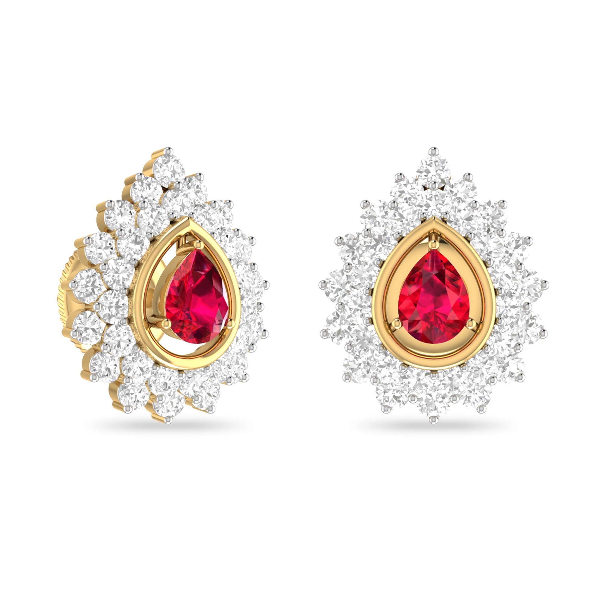 Yellow Gold and Solitaire Stud Earrings for Women-image-40