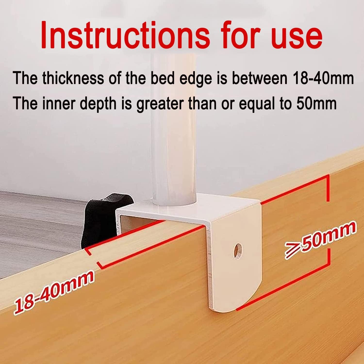 Guardrail Regolabile per Anziani, Guardrail di Sicurezza del Letto con Clip, Barra di Maniglione per la Prevenzione della Caduta del guardrail, guardrail di Assistenza del Letto,80x30cm