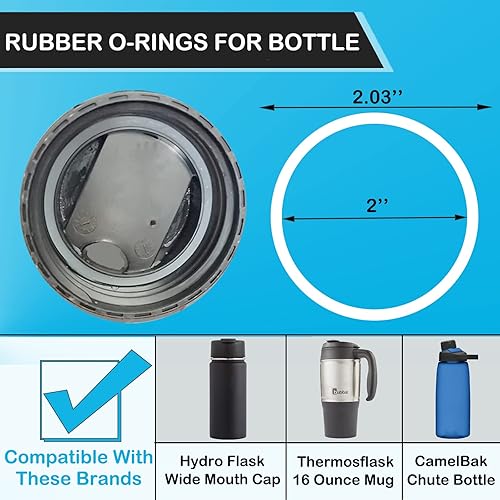 Miniatura 7 de 6 popotes de repuesto y anillos de junta de silicona y 1 funda protectora flexible para botella compatible con botella de agua Hydro Flask de boca