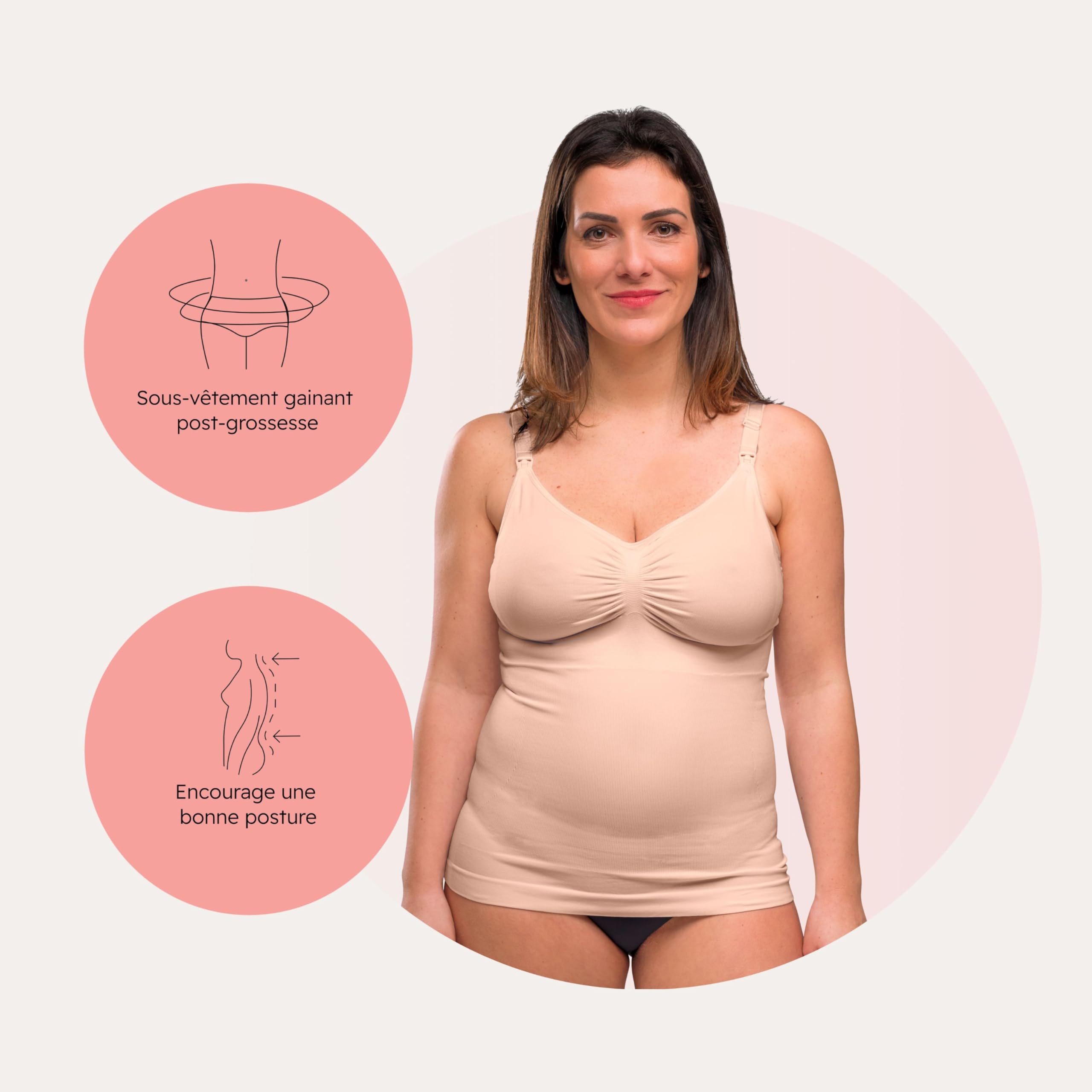 Carriwell Débardeur d’Allaitement sans Coutures | Clips d’Ouverture à Une Main, Tissu Doux, Bonnets Extensibles x2, Soutien Confortable & Élégant Pendant l’Allaitement & Le Post-Partum | Tailles S-XL