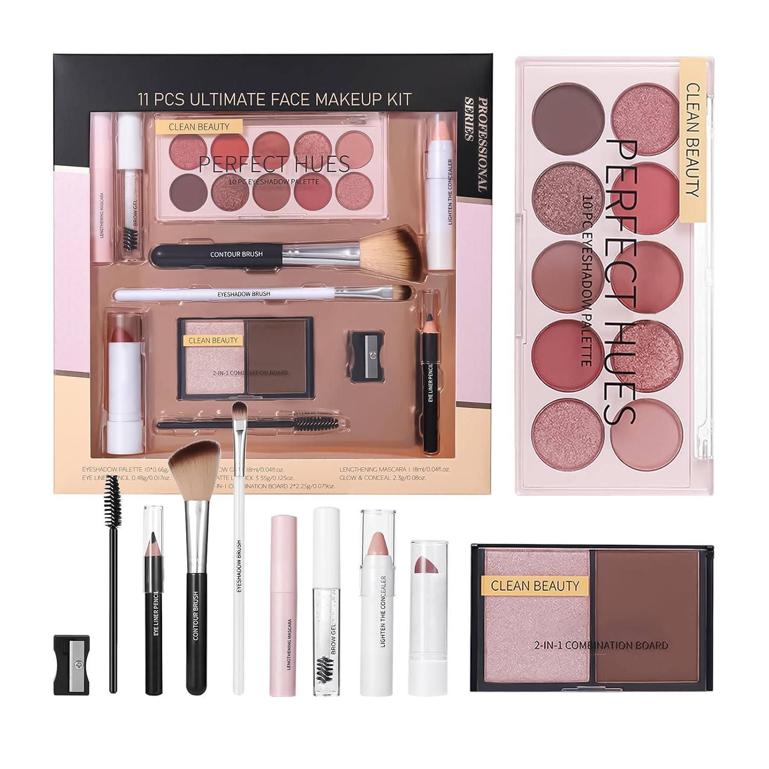 Makeup Set – All In 11 Piece Cosmetic Kit | Lipstick Mascara Eyeshadow Concealer Contour | Beginner Friendly Beauty Collection For Daily Makeup Practice Home Use And Gift Ready Learning