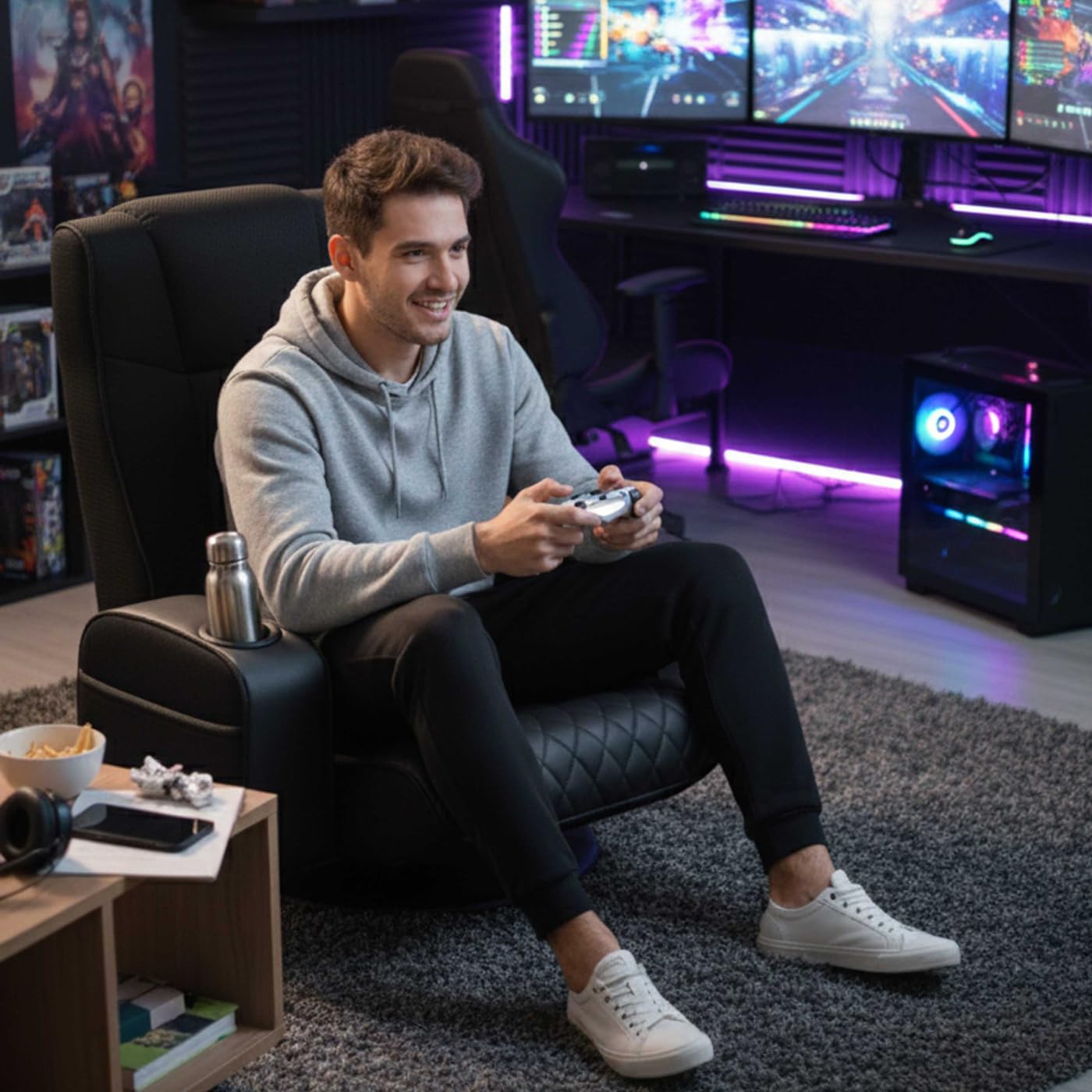 VDD Gaming – Gaming-Stuhl – Bodensessel – Schwarzer Gaming-Stuhl – Verstellbarer Bodensessel