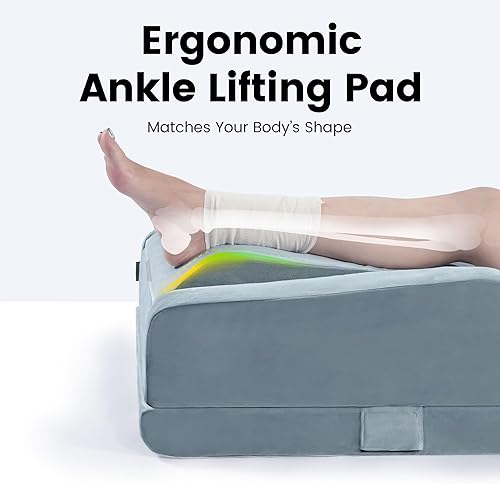 Miniatura 7 de OasisSpace Almohadas de elevación de doble pierna para después de cirugía o descanso, almohada de espuma viscoelástica de una sola pierna con funda