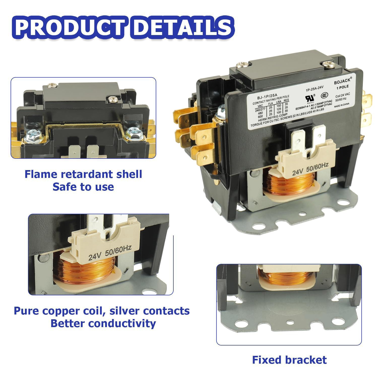 Snapklik.com : 1 Poles FLA 25 Amp Coil 24 VAC Air Conditioner Condenser ...