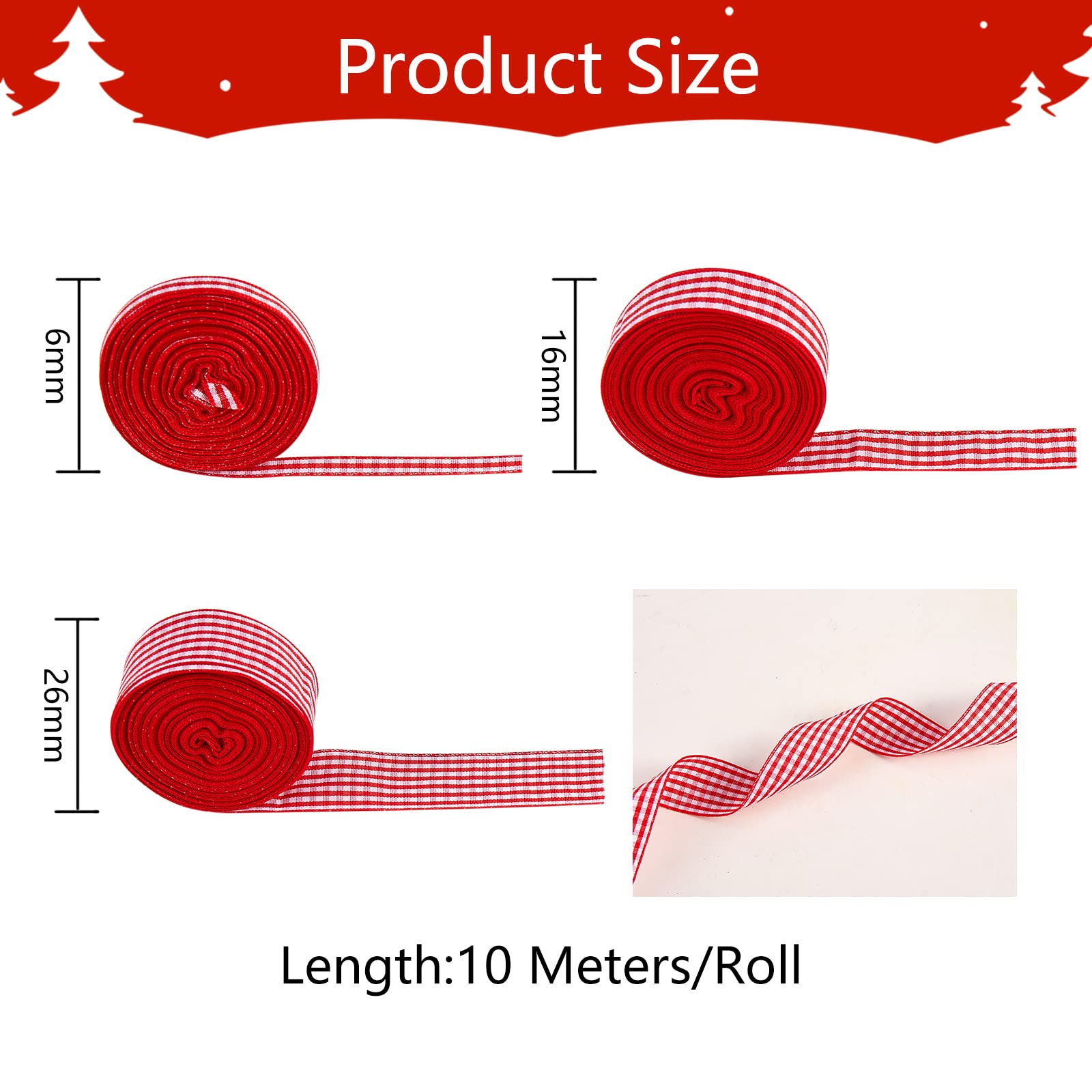 Nastro A Scacchi Rosso E Bianco - 1,5 Cm X 45 M Per Regali, Artigianato E Decorazioni - Foto 11