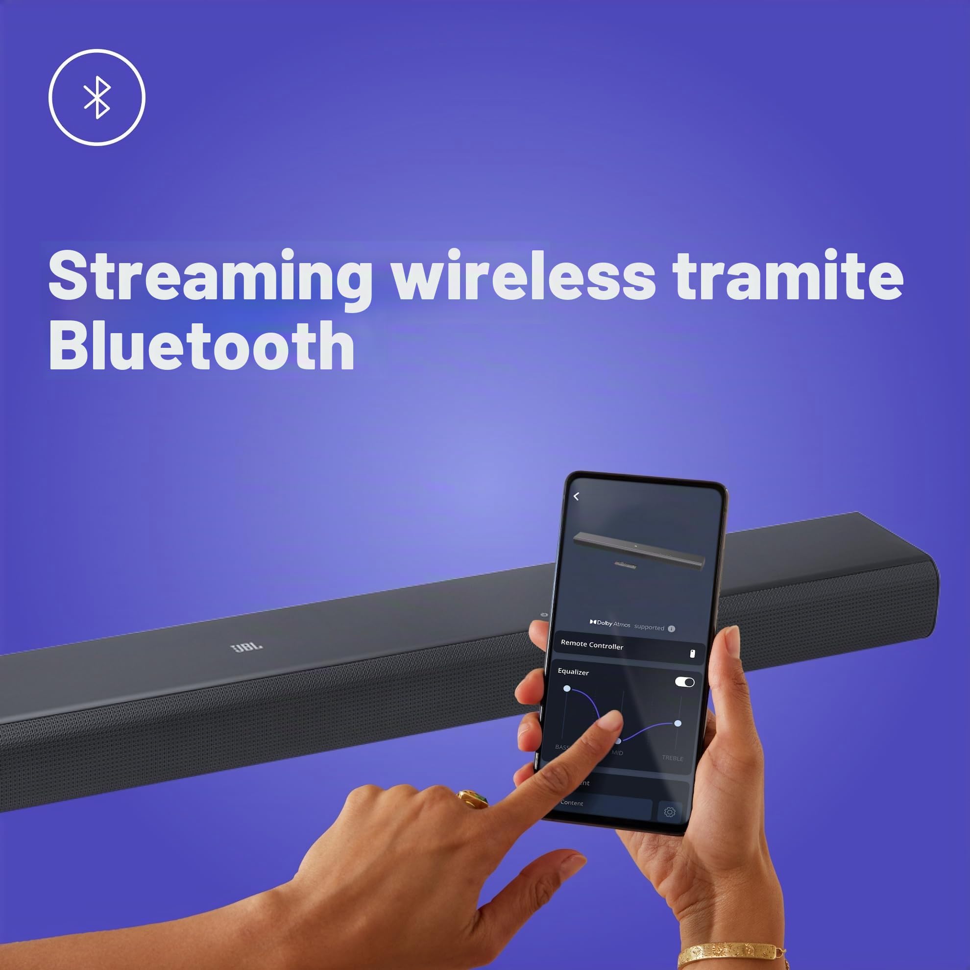 JBL Cinema SB 510 Soundbar 3.1 Canali Subwoofer Integrato Bluetooth Dolby Atmos HDMI ARC 200 Watt Nero
