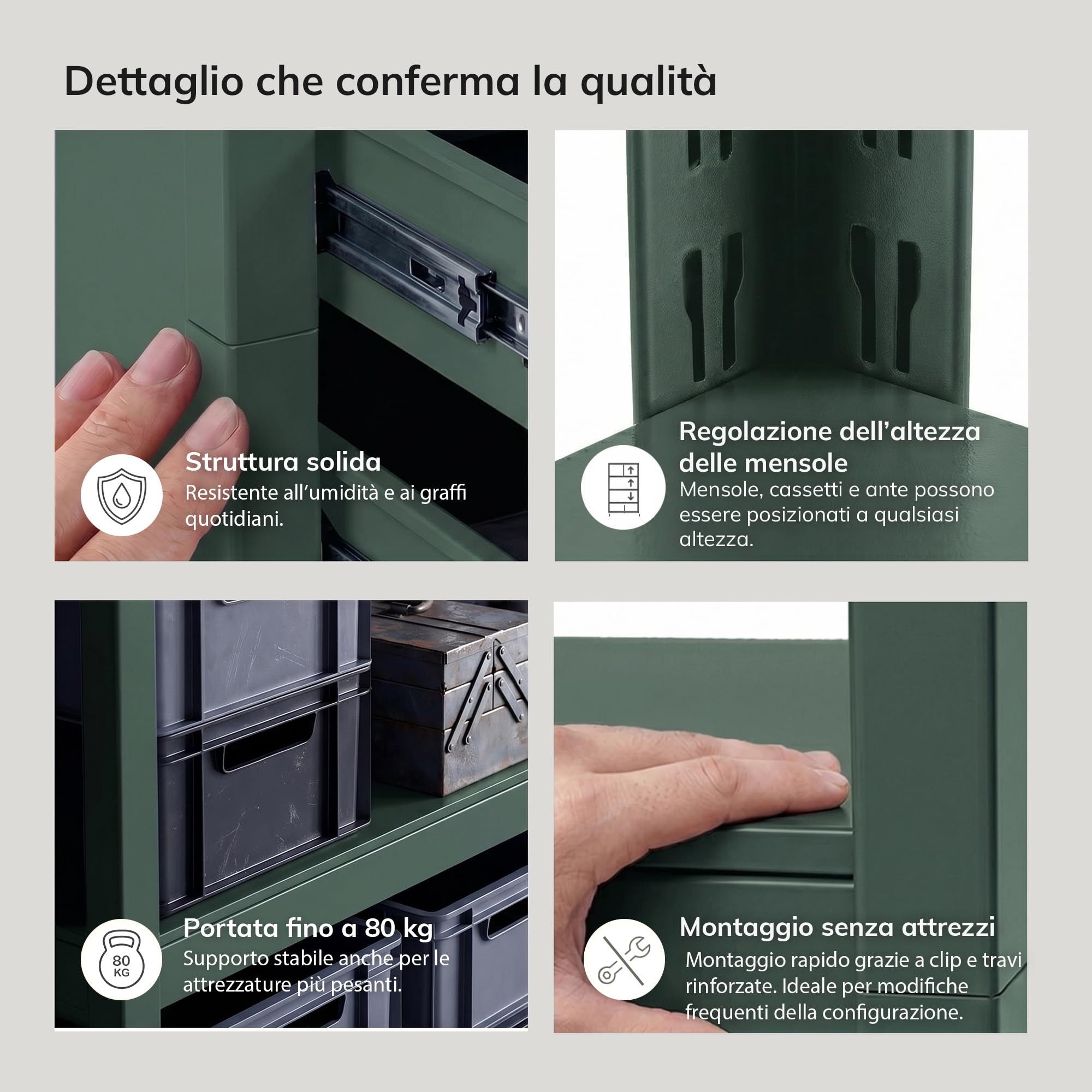 Jan Nowak Scaffale Officina Metallo con Cassetti 5 Ripiani Regolabili 80 kg per Ripiano Scaffale Garage Magazzino Portautensili Robusto Acciaio Sistema ad Incastro 180x90x40 cm