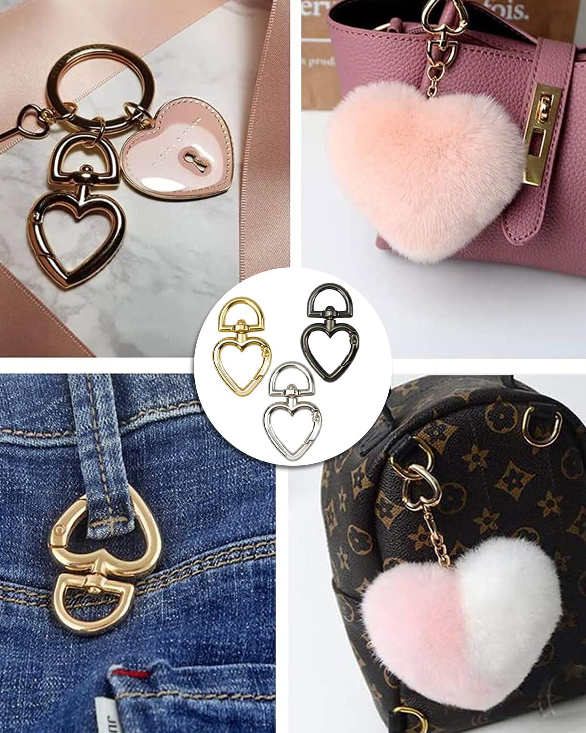 15 Portachiavi A Cuore Con Moschettone - Ganci Girevoli Per Borse E Fai Da Te - Foto 3