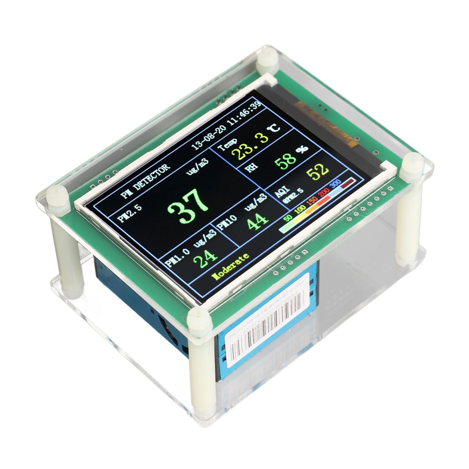 aqxreight PM2.5 Detektor Jakość Wewnętrzna PM1.0 PM2.5 PM10 HCHO CO2 Tempualność Czujnik Czujnika Detektor System Szybszego wykrywania. Gładszy Chłodzenie Większe Rozciąganie