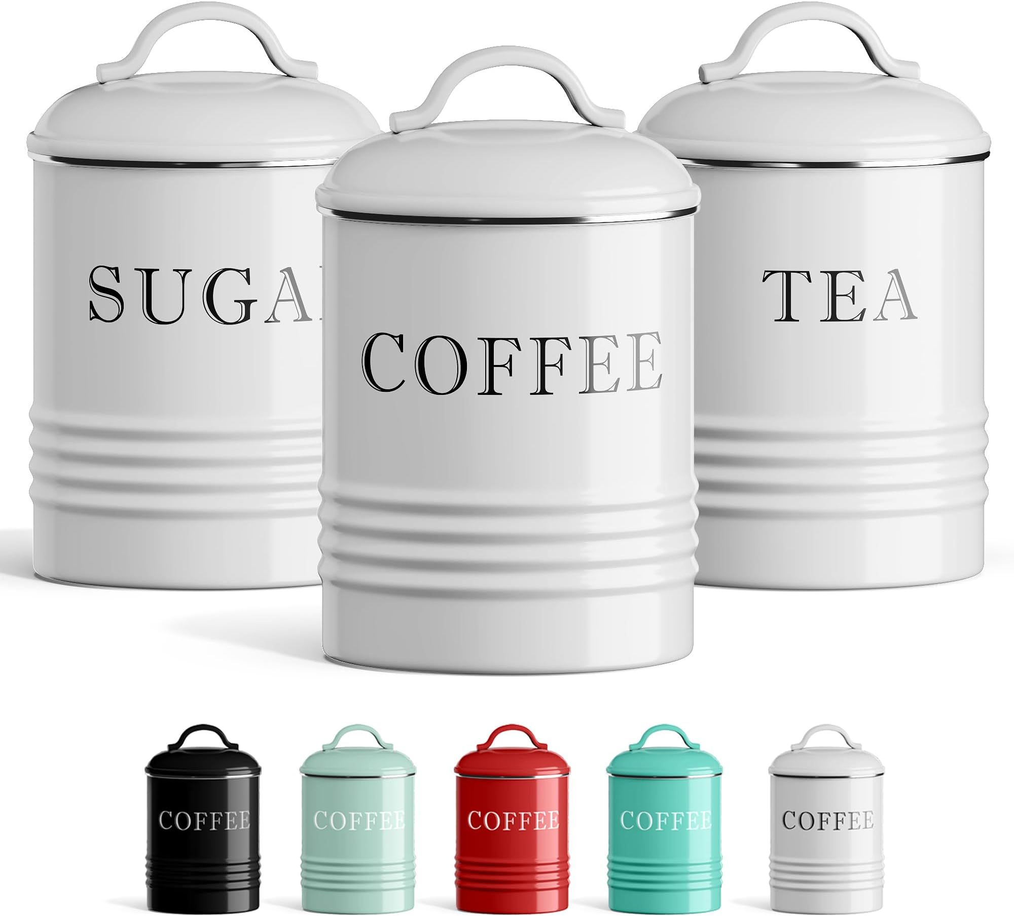LOKI K Canister Set for Kitchen Counter, Farmhouse Coffee
