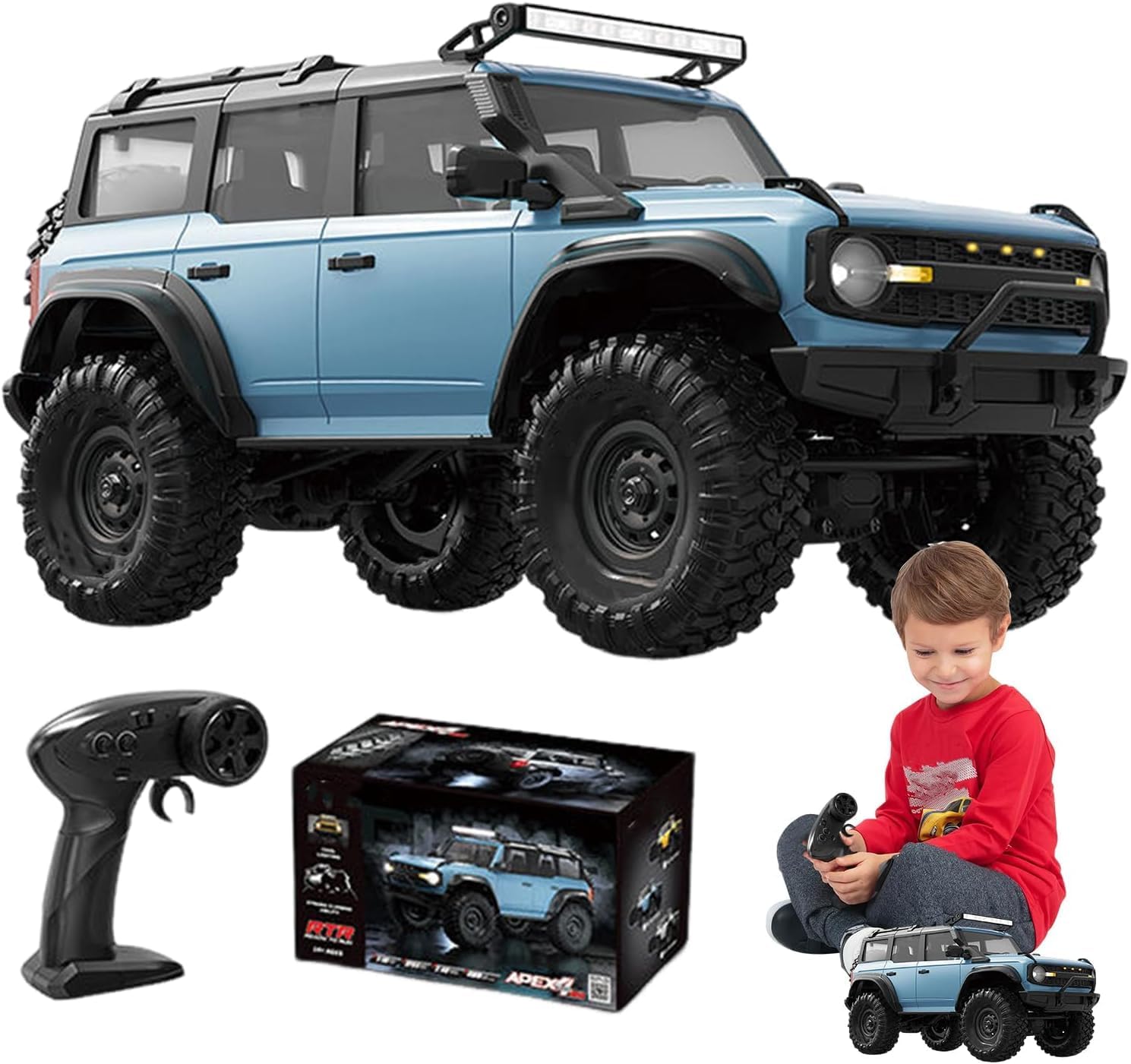 2.4G RC Full Scale 4WD Off Road Car 1/16 15KM/H High Speed Racing Vehicle with LED Lights RC,Remote RC Land Rover Vehicle Models, Model Crawler Remote Control Truck