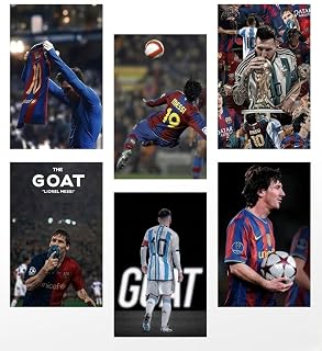 Luxury Gift Lionel Messi Set of 6 | Unframed 8 x 12 Inch Football Wall Art | 400 GSM Paper | Aesthetic Football Lovers Wall Posters for Bedroom, Hostel, Living Room & Office Décor