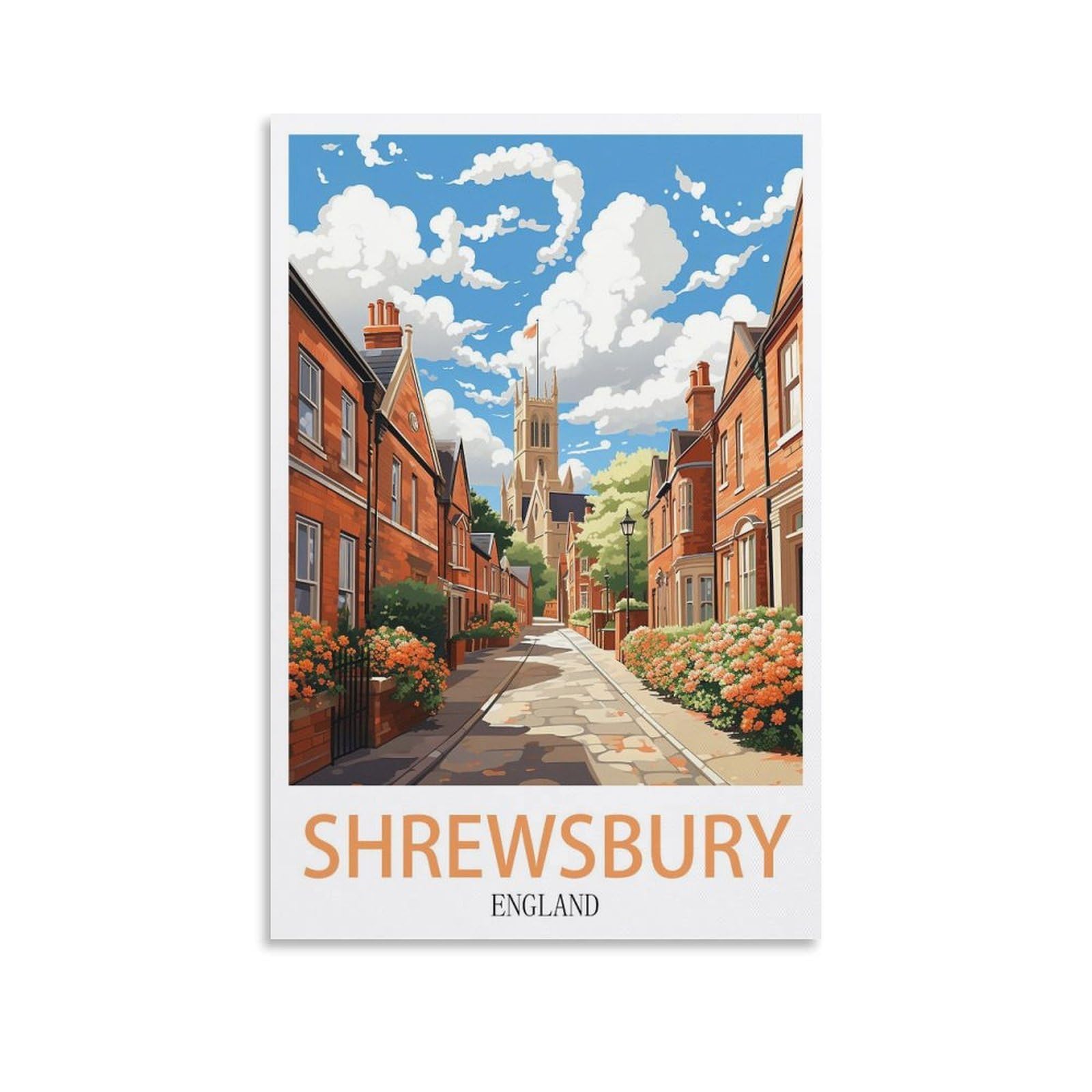 EZMLFA Diamond Painting Kits for Adults,Shrewsbury City DIY Diamond Painting Art Kit for Beginners Home Wall Decor Arts and Craft Kits for Adults Kids 30x40cm