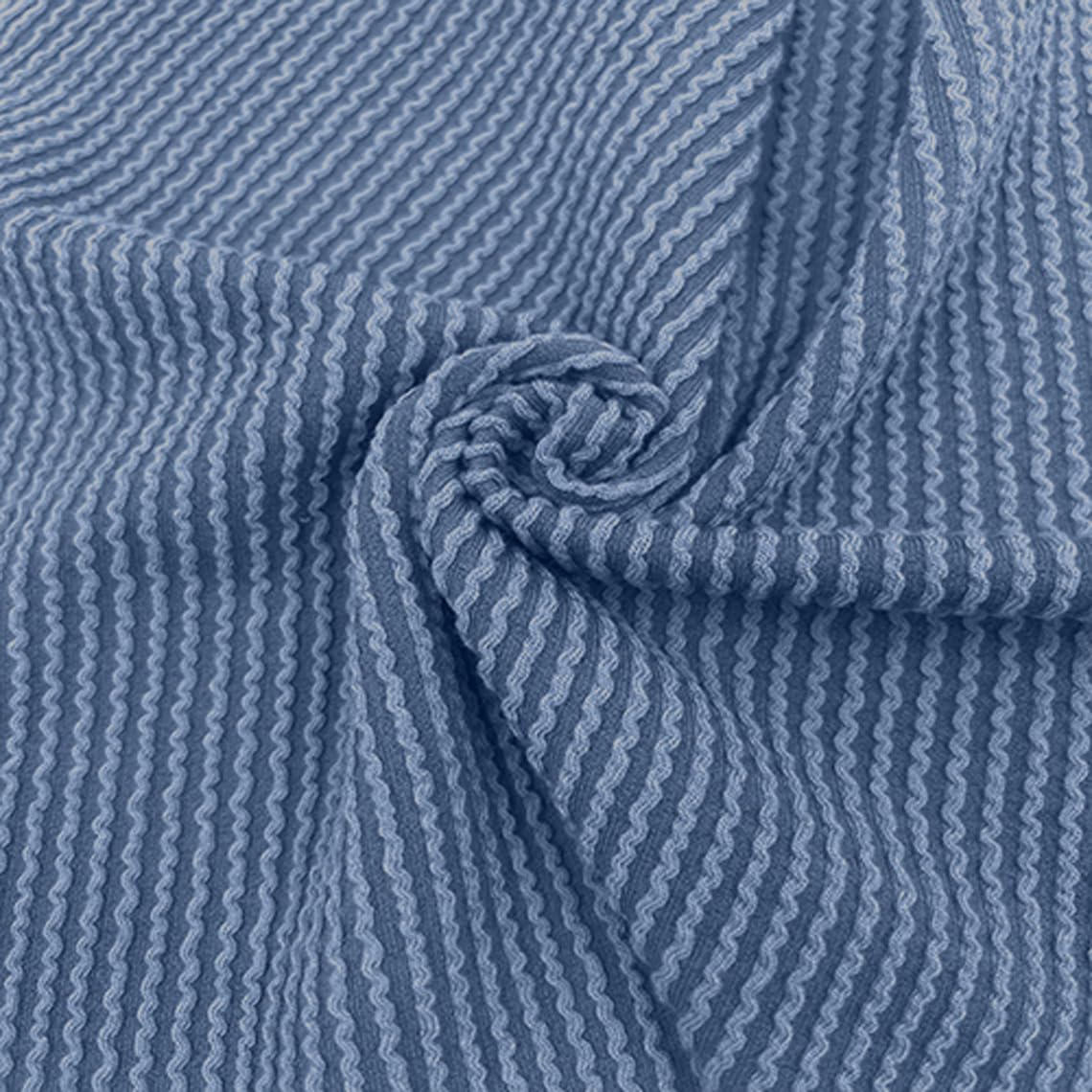 Texco Inc Rib Poly Rayon Spandex Heavy Weight Ribbed/4-Way Stretch/Knit Apparel DIY Fabric, Blue 10 Yards