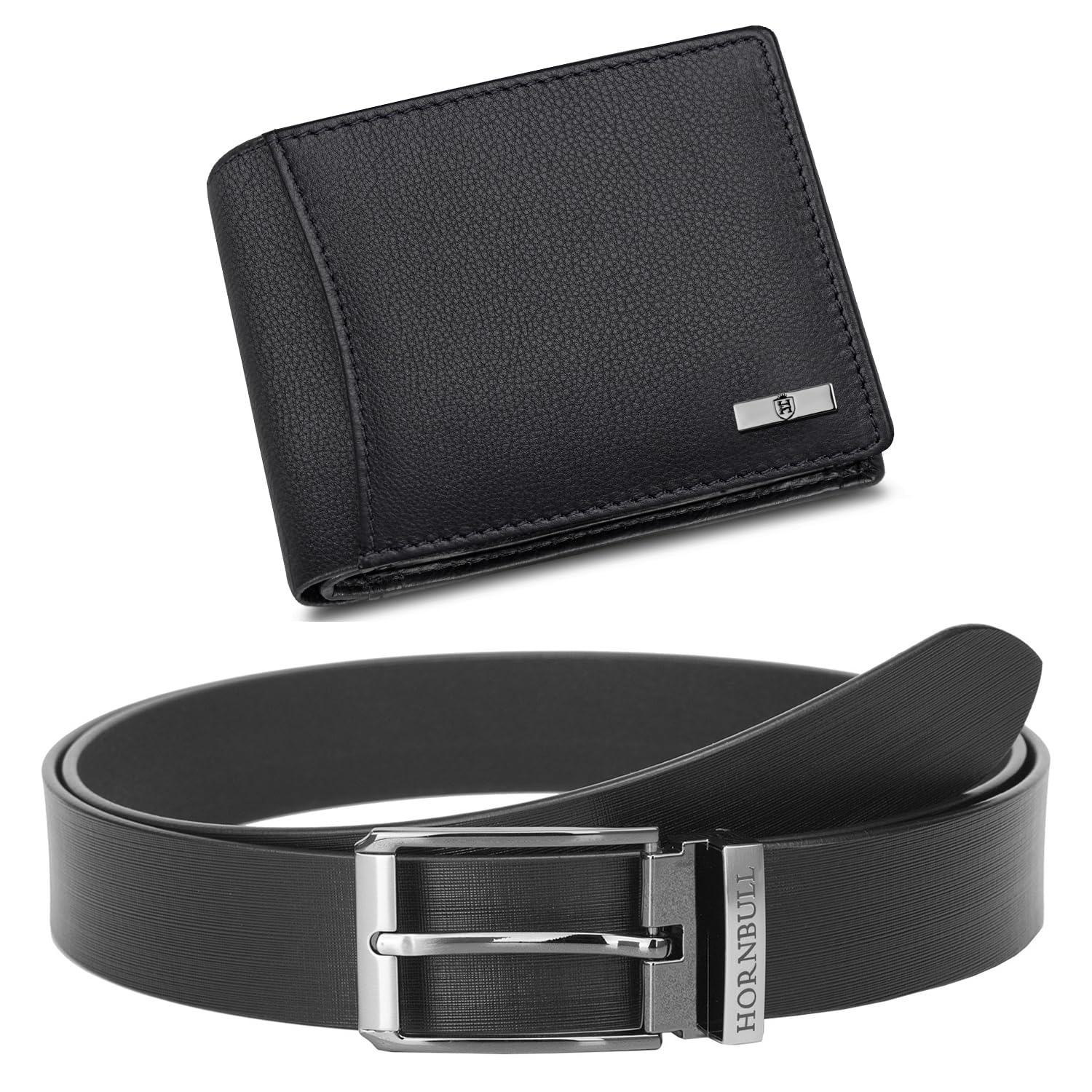 HORNBULL Leather Gift Set for Mens | Black Wallet and Belt Mens Combo | Valentine's Day Gift for Men 10496