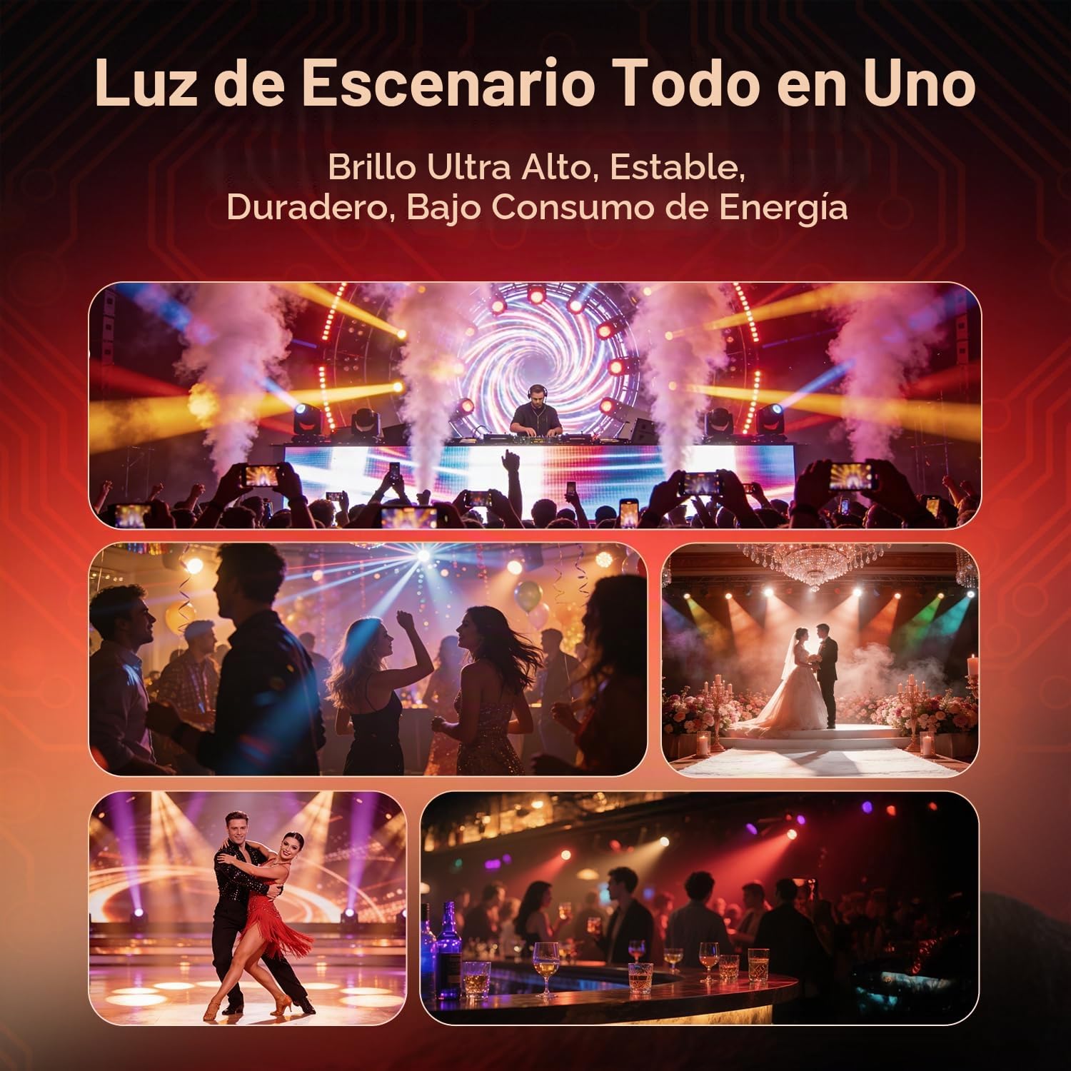 Mini 30W Beam Cabeza Móvil Luces de Fiesta, 6 LED RGBW Efectos de iluminación con Control Remoto Luces de Escenario Wash Ángulo de Haz 25° Estroboscópico para Boda Bar Discotecas Navidad
