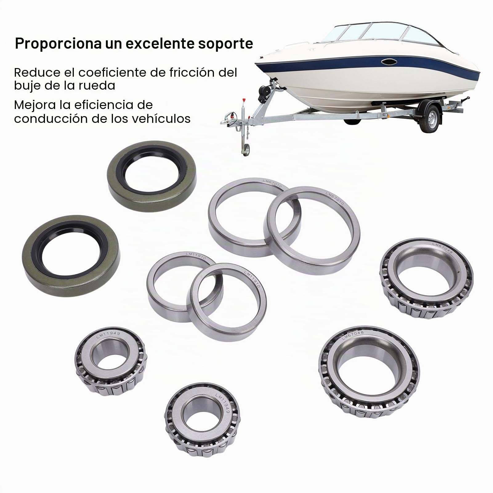 2 Juegos de Rodamientos de Cubo de Rueda de Remolque con Protector Profesional LM11949 LM11910 LM67048 LM67010 Reemplazo para Ejes de 1 1 4 Pulgadas 3 4 Pulgadas Aptos para Cubo