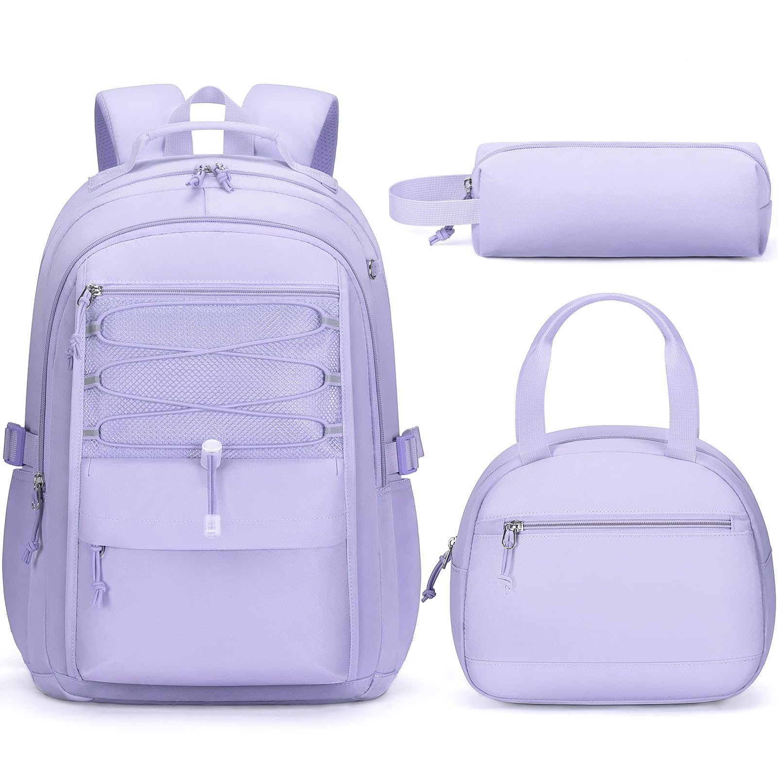 Fimibuke Kids Backpack for Girls, 3 PCS Waterproof Girls Backpack with Lunch Box & Pencil Case, Lightweight Bookbag Set for Kids Teen Girl Travel