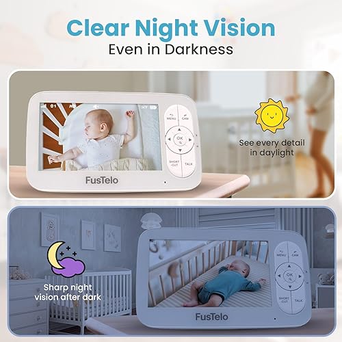 Miniatura 6 de Monitor inteligente WiFi para bebés con cámara y audio 1080P FHD, pantalla de 5 pulgadas, detección de movimiento, conversación bidireccional,