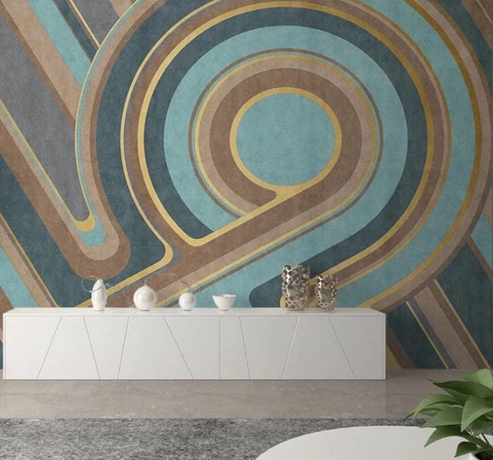 Wallpaper-3D-Xlm 150Cm×105Cm(B×H) Abstract Retro Creative Geometric Patterns 3D Wallpaper Easy Install Feature Office Living Room Sofa Bedroom Tv Background Wall Decoration-150Cm×105Cm
