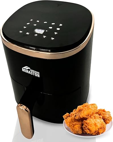 Freidora de aire compacta de 3.6 cuartos de galón, freidoras de aire redondas para 1-3 personas, con bandeja para hornear, pantalla digital con 9