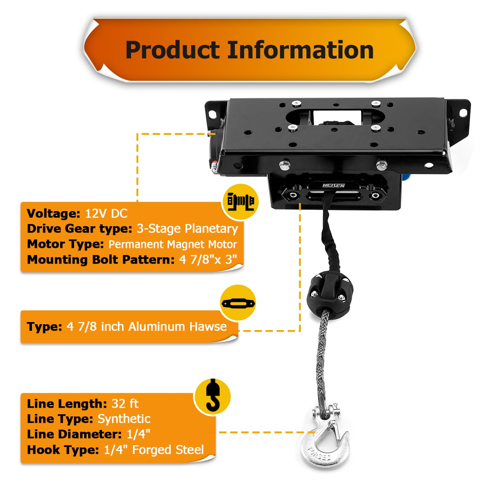 WEISEN 4500lbs 12V Electric Winch Mount Combo For Polaris RZR Turbo R / PRO R - View #5
