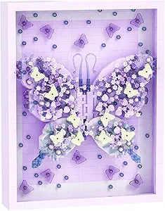 BDYDT Wall Art Purple Butterfly Flower Building Blocks Set; A Wall Decor Set for Adults Who Love Creative Hobbies(2000+ Pieces) Toys Gifts for Kid and Adult