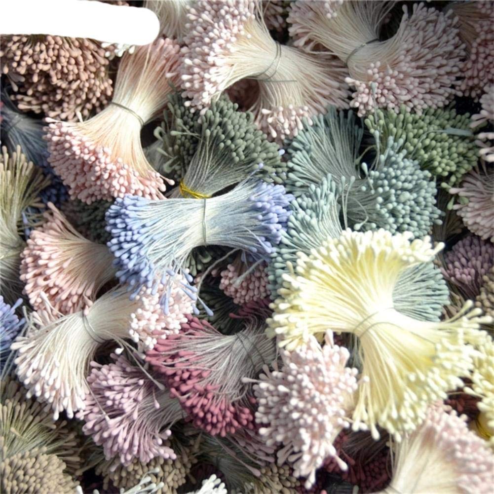 600 Stami Di Fiori Artificiali A Doppia Testa Con Perle – Lunghi 6 Cm, Per Decorazioni Fai Da Te, Scrapbooking, Torte - 3