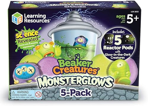 Miniatura 3 de Learning Resources Beaker Creatures Monsterglow - Paquete de 5 unidades, a partir de 5 años de exploración científica, limo para niños, juguetes