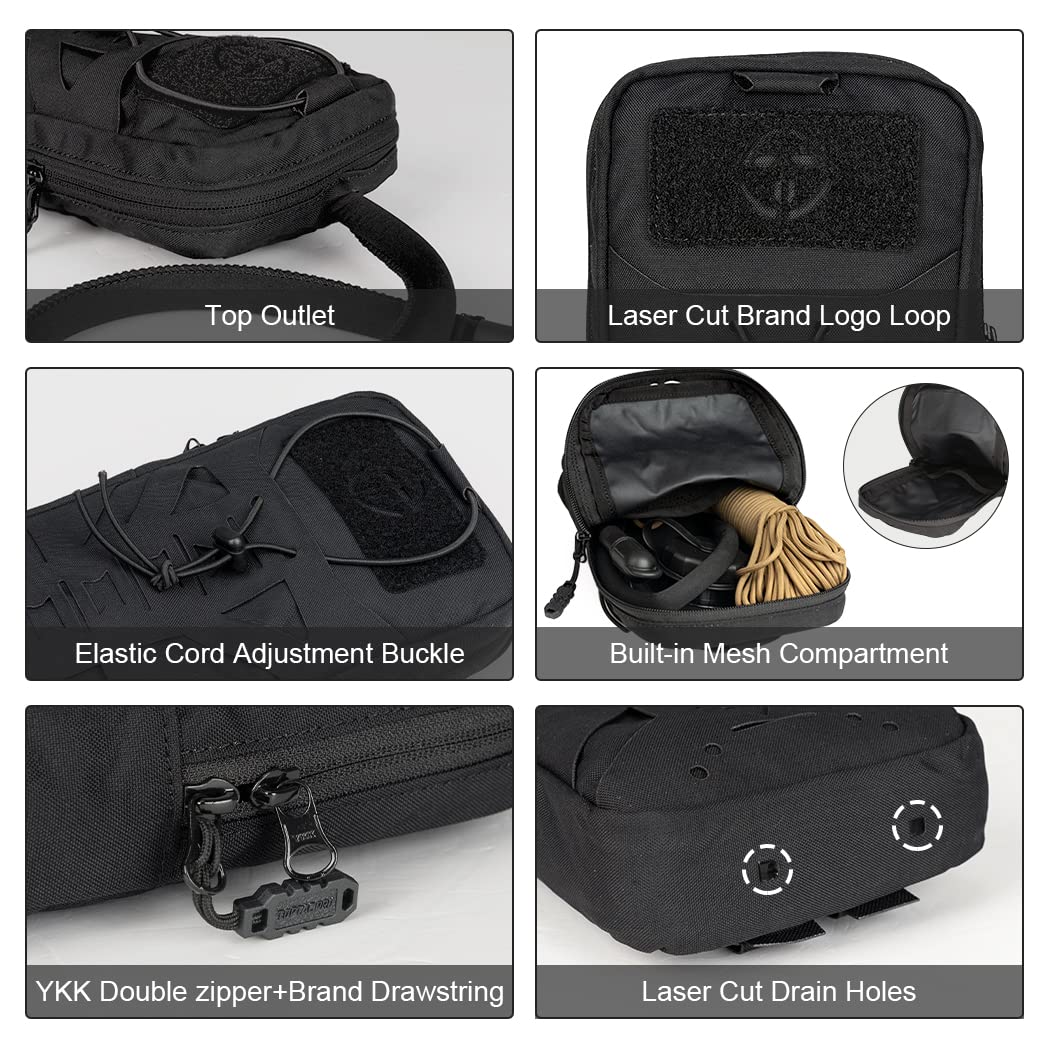 Tactical Trinkrucksack mit innerer Blase für 1L Wasserbeutel Laser Cut MOLLE Hydration Pouch für Wandern Radfahren Laufen und Klettern 500D Nylon(Black)