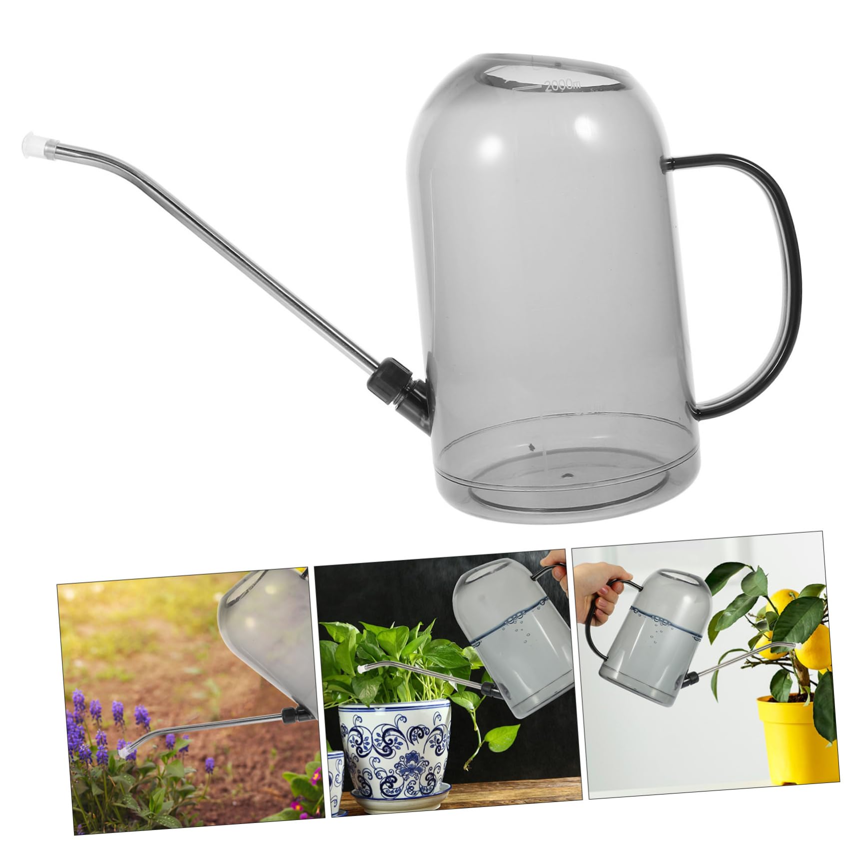 Annaffiatoio da Giardinaggio 2l Beccuccio lungo Abs e Acciaio Inox